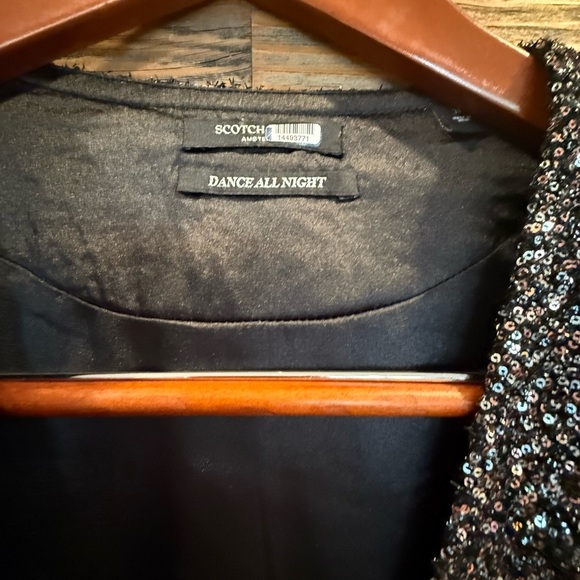 $245 Scotch & Soda Sequin Wrap Dress in Black - Picture 9 of 11